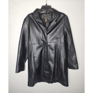 VTG Y2K Croft & Barrow Lambskin Leather Button Front Jacket Black Womens Large